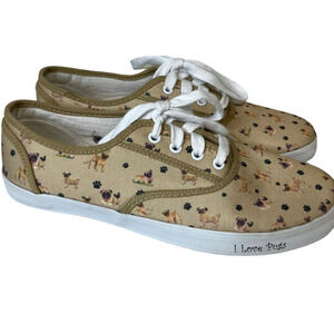 Bradford Exchange I Love Pugs Dog Shoes Size 8